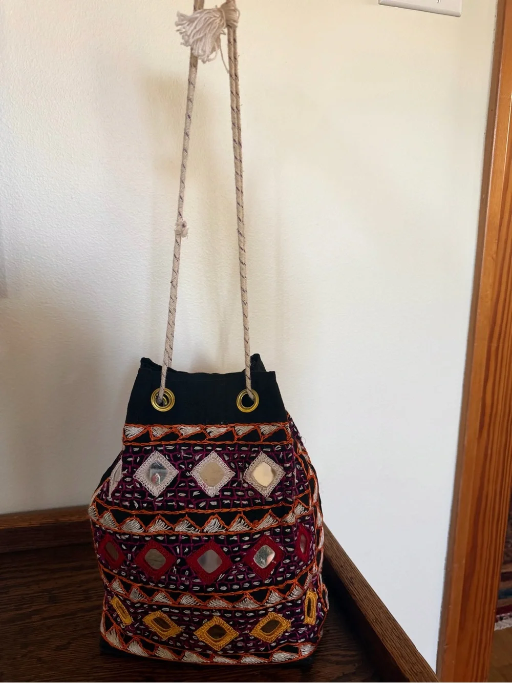 Vintage Indian Banjara Shisha Bucket Bag
